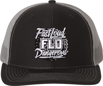 FLD Richardson Black Gray 112 Rounded Bill Trucker Snapback Blk Gray
