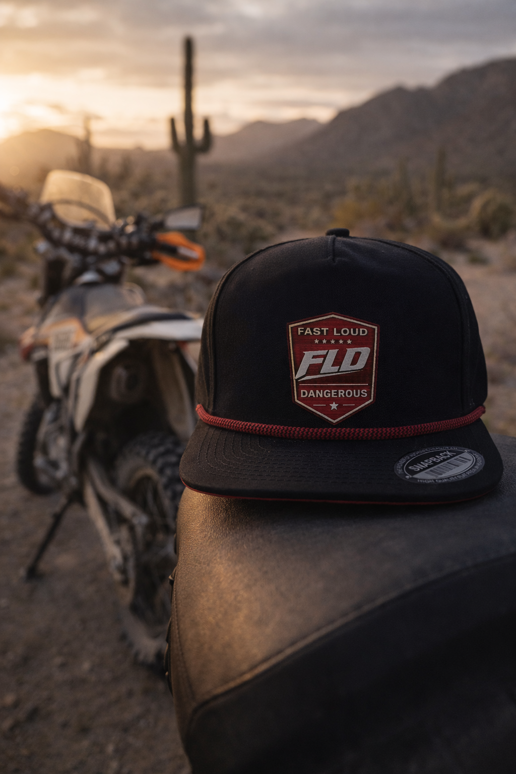 FLD® Factory Armor Rope  Perforated Snapback - Black / Red