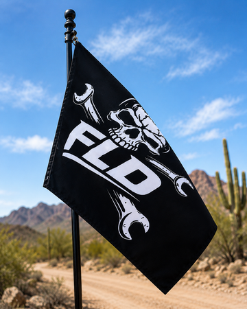 FLD Skull & Wrenches Flag – Premium Garage, Shop & Off-Road Flag