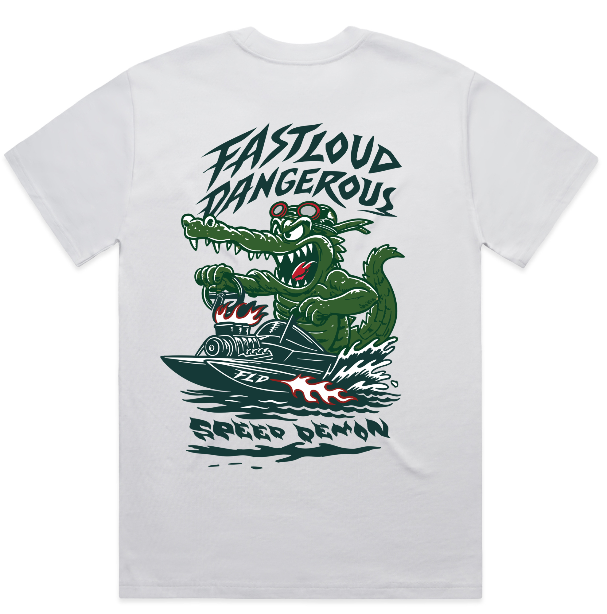 Youth Gator Short Sleeve White – Fast Loud Dangerous apparel