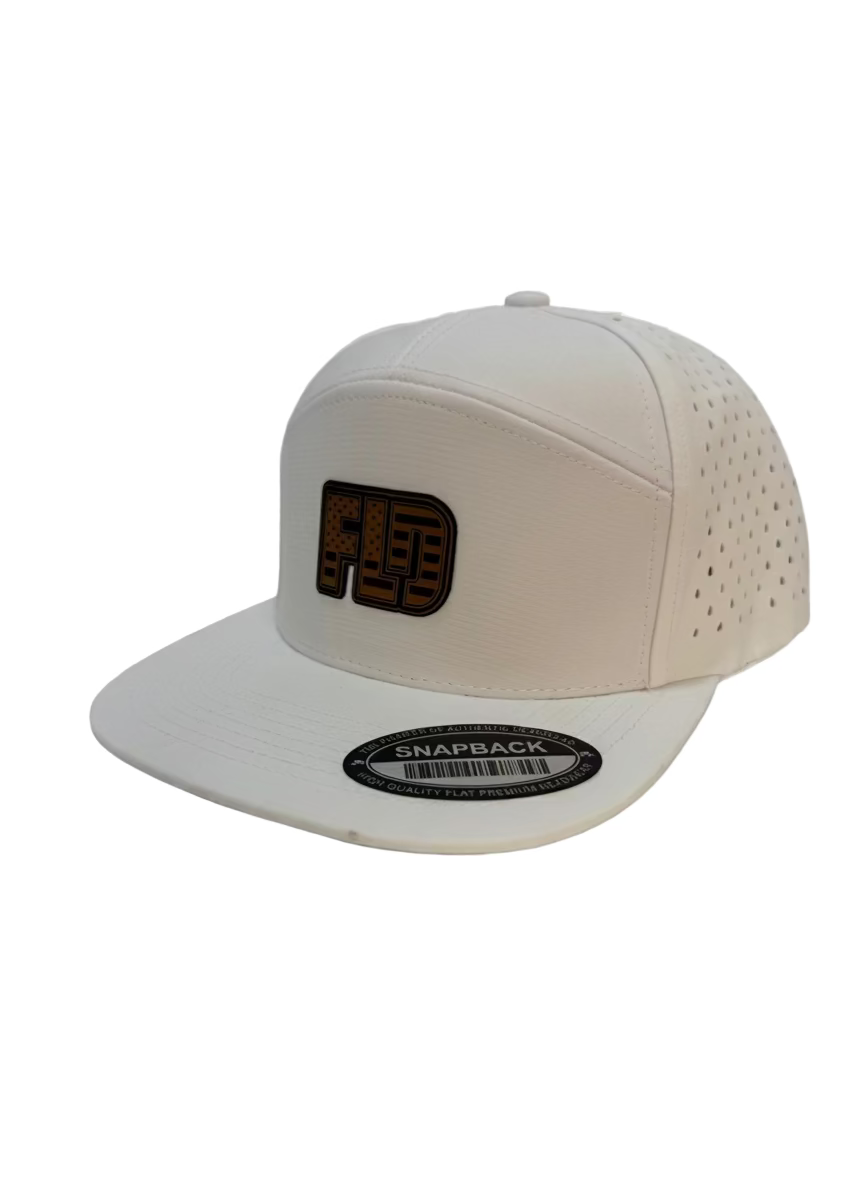 White FLD Leather Patch Preferated Snapback