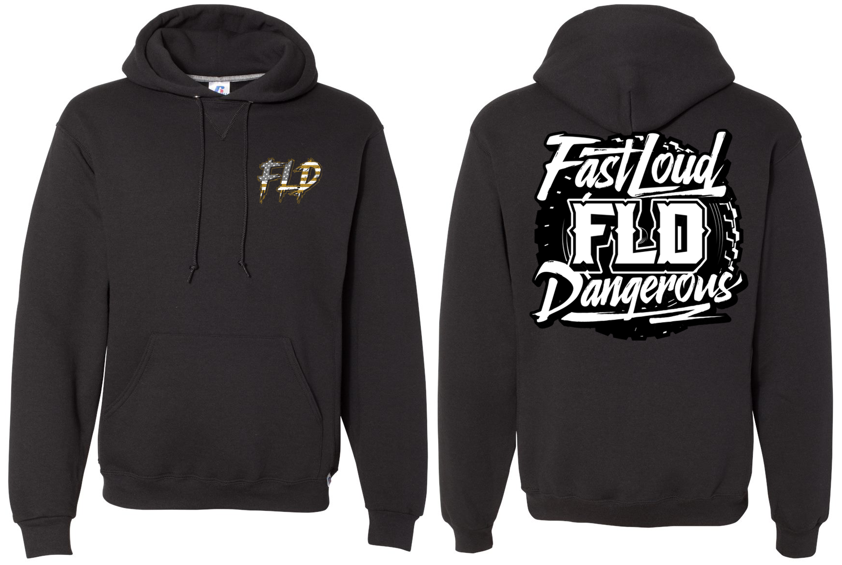 FLD FLAG - FLD MONOGRAM - RUSSELL ATHL - BLACK HOODIE