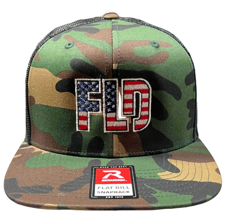 FLD Green Camo Flag Logo Trucker Hat