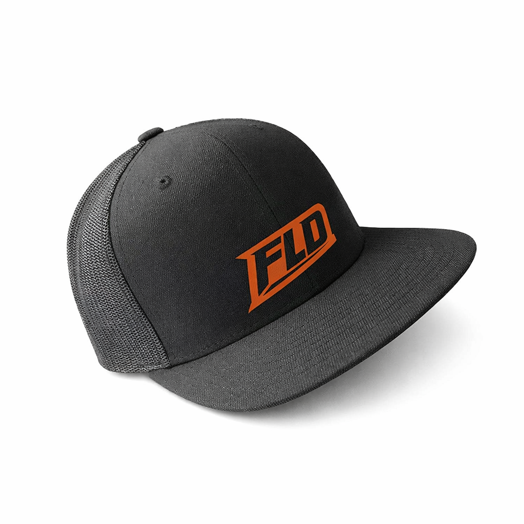 Black and gray cap with rawhide logo on a white background
