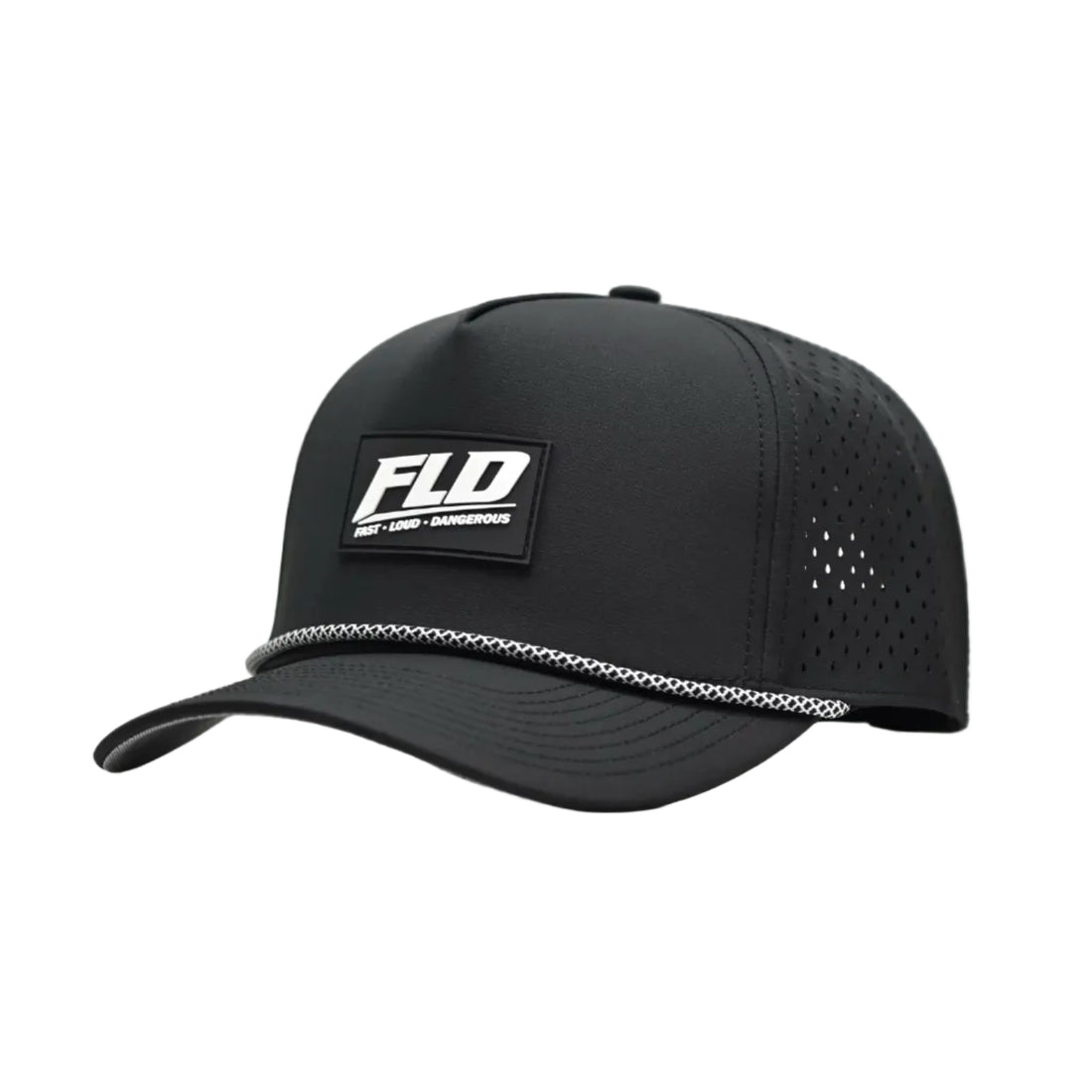 Gray FLD performance rope hat with perforated side panels